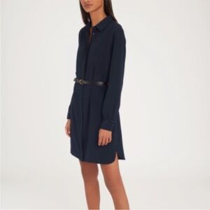 Cuyana Silk Navy Shirt Dress